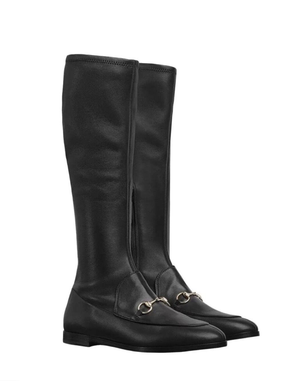 NIB Gucci Jordaan Horsebit Knee High Boot EU 37 US 7 Black Soft Leather $1,890